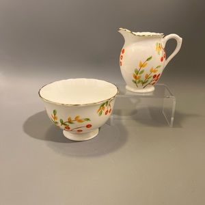 Vintage Delphine Sugar Bowl & Individual creamer. piece set.Bone china England.